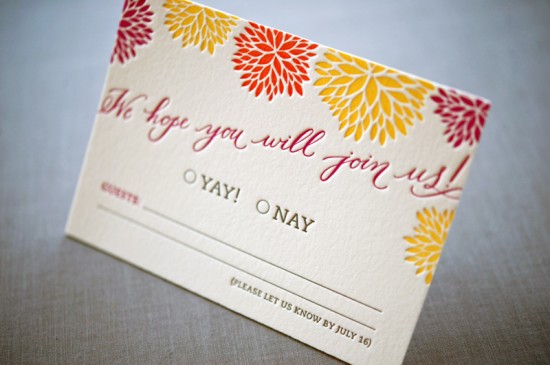 Letterpress Calligraphy Wedding Invitation RSVP Card 550x365