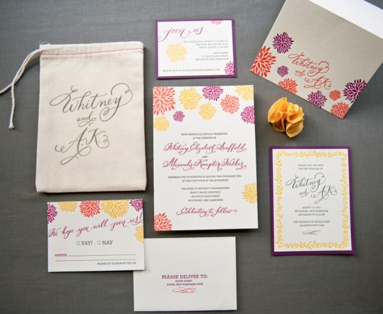 Letterpress Calligraphy Wedding Invitation Suite 550x450
