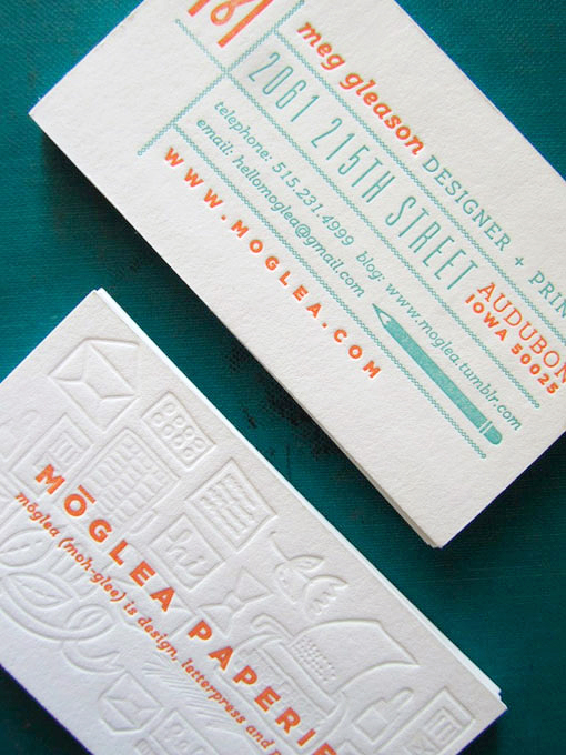 Orange Turquoise Letterpress Business Cards Meg Gleeson Business Card Ideas