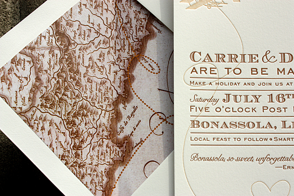 Travel Inspired Italy Letterpress Wedding Invitations Envelope Liner 550x366
