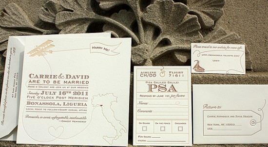 Travel Inspired Italy Letterpress Wedding Invitations Suite 550x303