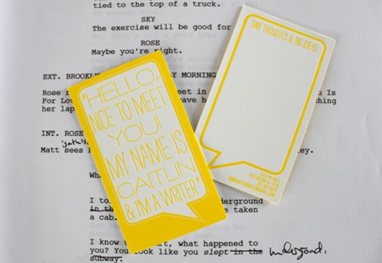 Yellow Letterpress Business Cards 550x379