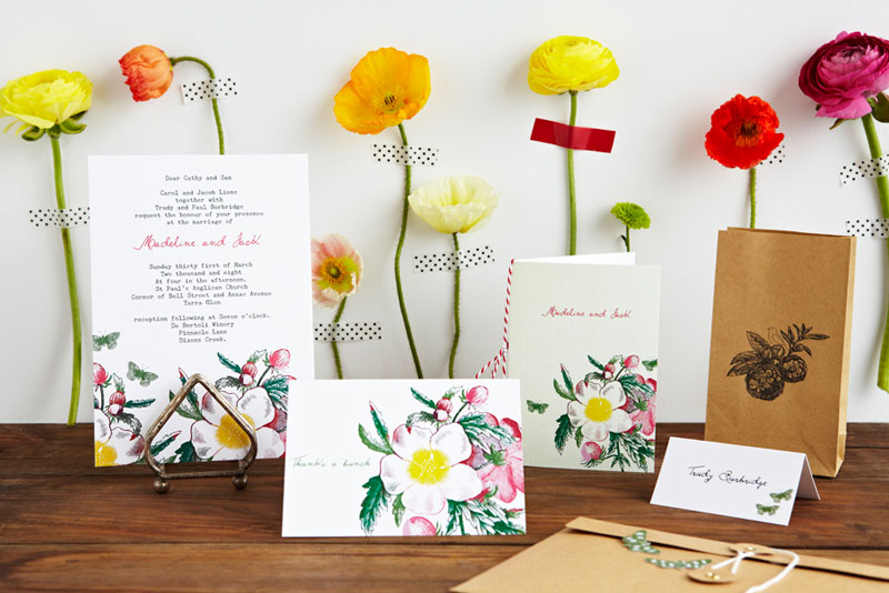 Colorful Whimsical Wedding Invitations from Poppies for Grace