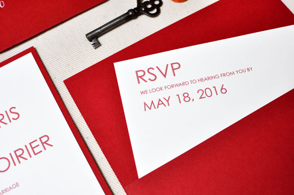 Red White Modern London Letterpress Wedding Invitations RSVP 550x365 Red and