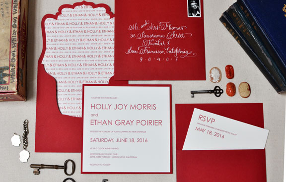 Unique red wedding invitations