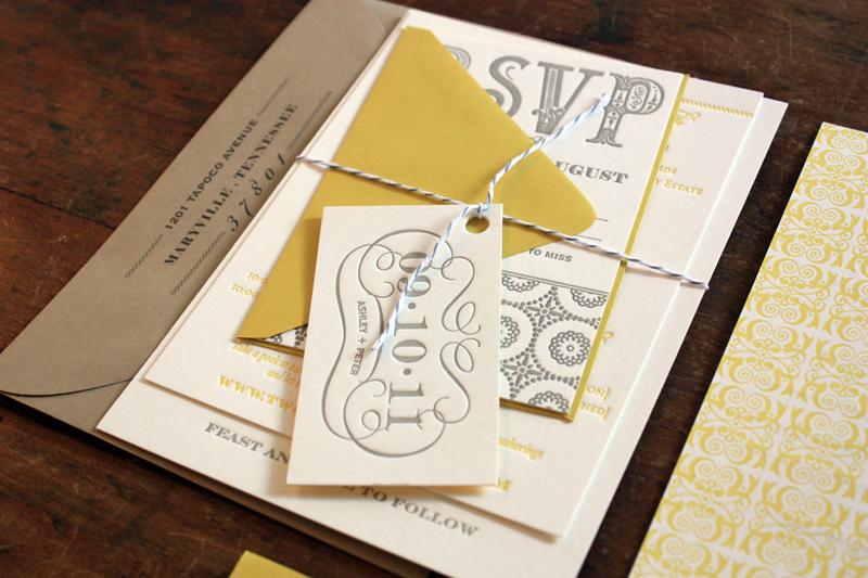 yellow and grey invitations