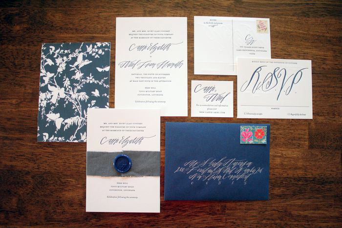 Betsy also addressed 250 deep navy envelopes in a beautiful silver ink