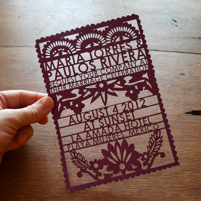  a papel picadoinspired design to her wedding invitation collection