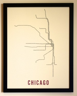 Typography Metro Map Poster Chicago 300x373