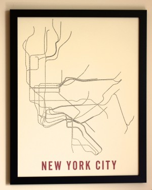 Typography Metro Map Poster NYC 300x374