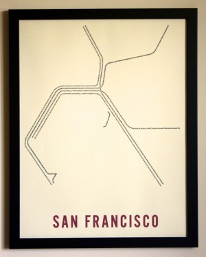 Typography Metro Map Poster San Francisco 300x375