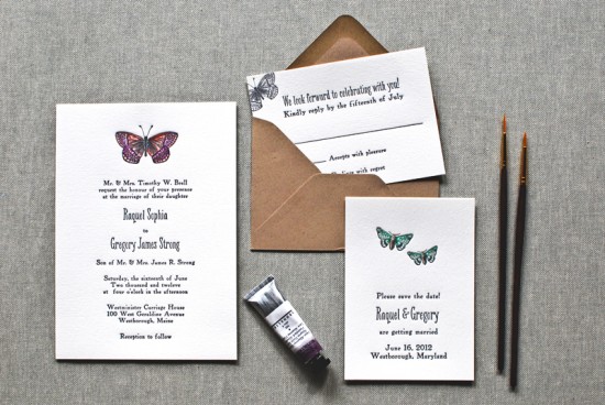 Fauna Letterpress Watercolor Wedding Invitations Aerialist Press 550x368