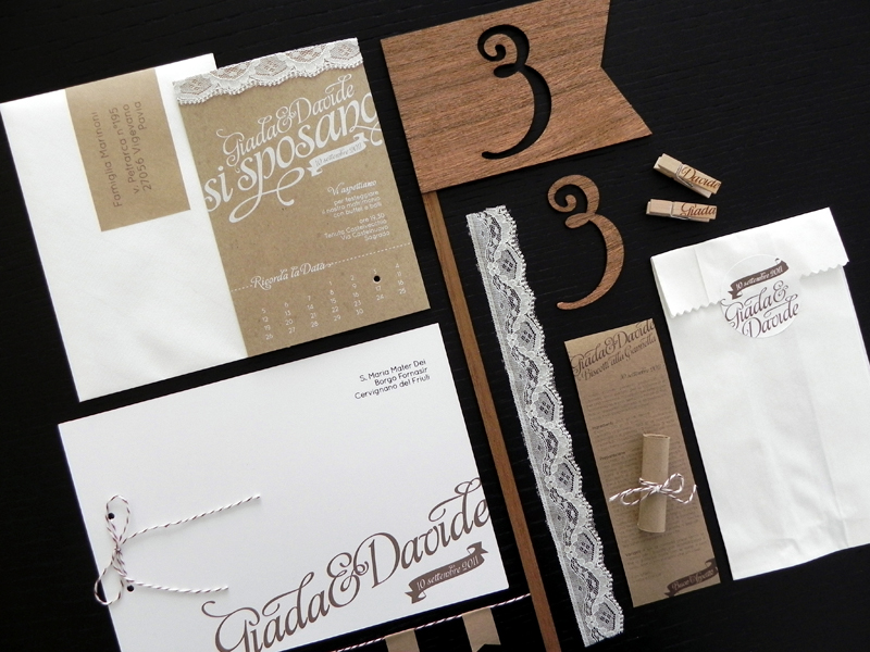 Kraft Paper Lace Wedding Invitations6 550x412 Giada Davides Kraft Paper 