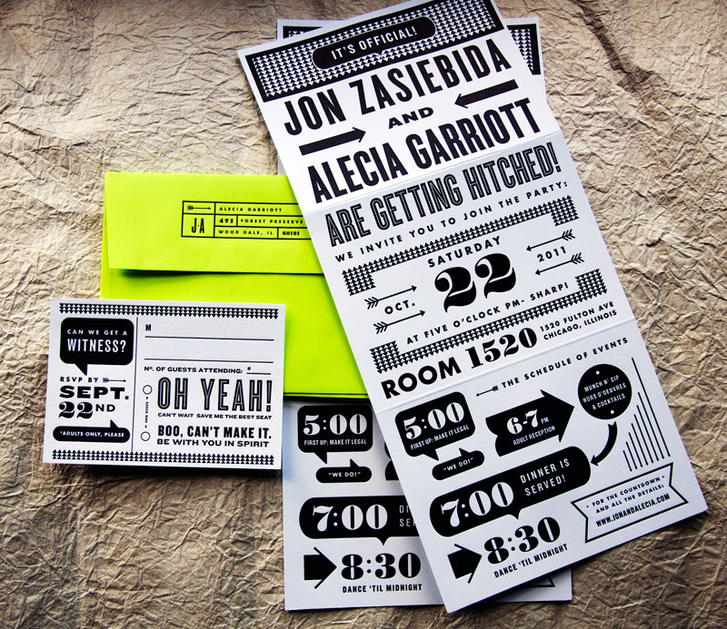 Kate designed these awesome graphic black and white wedding invitations
