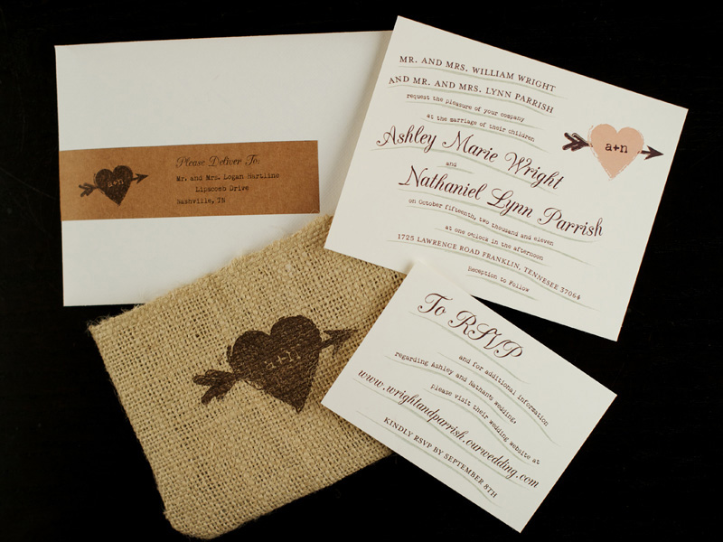 Rustic Whimsical Burlap Wedding Invitations 550x412 Ashley Nathans 