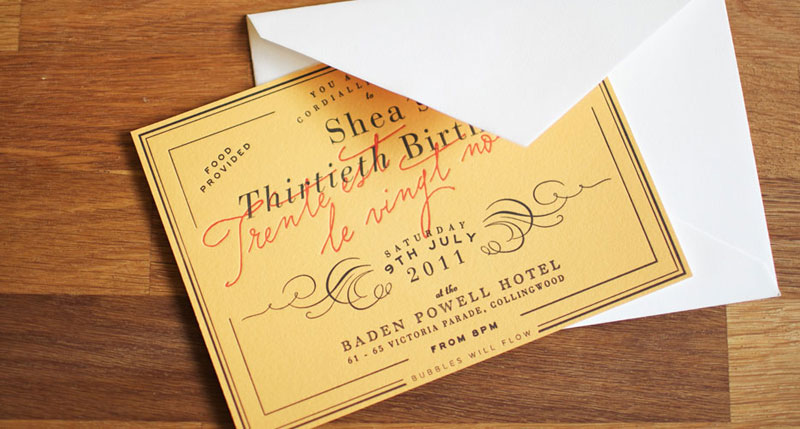 The invitations were letterpress printed in two colours onto Pearl White 