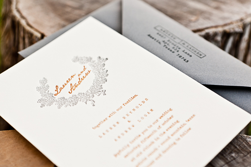 Orange Gray Letterpress Fall Wedding Invitations4 550x367 Lauren Andrews 