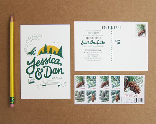 First up these awesome woodland save the date postcards for a wedding in 