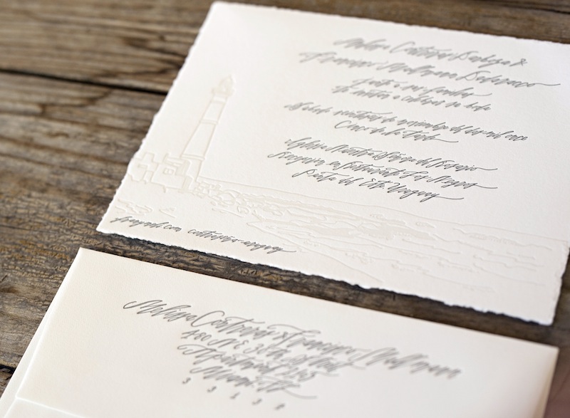 Uruguay Calligraphy Letterpress Wedding Invitations Blackbird Letterpress2
