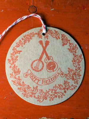 Wild Horse Letterpress Guitar Holiday Gift Tags 300x400