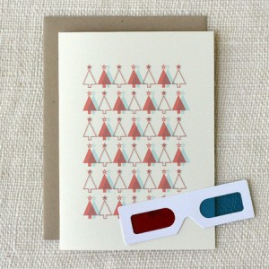 Wit Whistle Modern 3D Trees Holiday Card 300x300