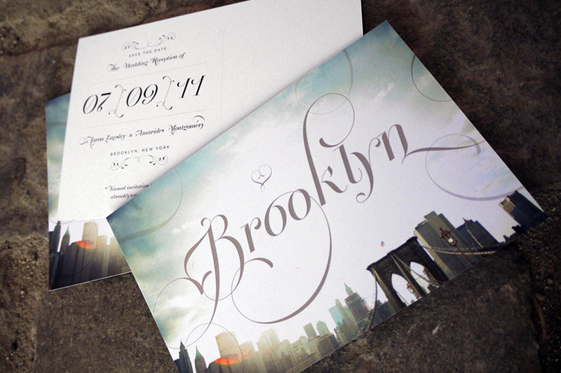 Elegant Pink Letterpress Brooklyn Wedding Save the Date 550x366 Amarides