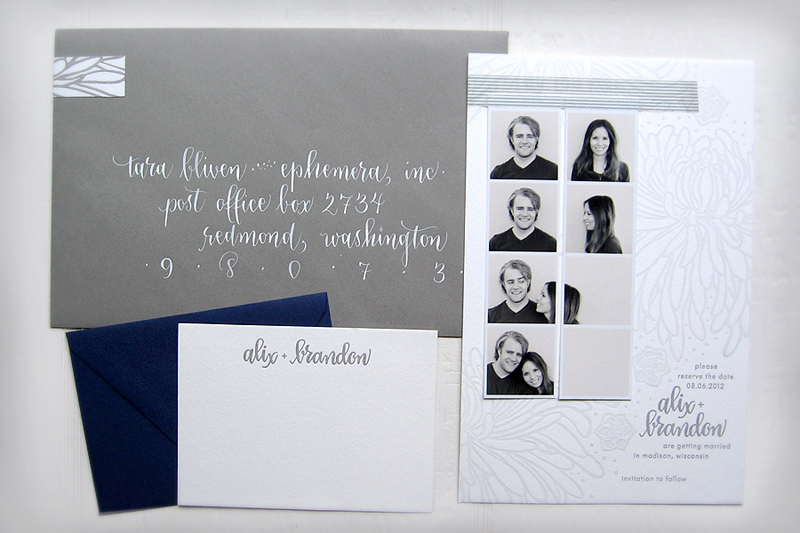 Gray Letterpress Wedding Save the Dates Ephemera Press2 550x366 Alix 