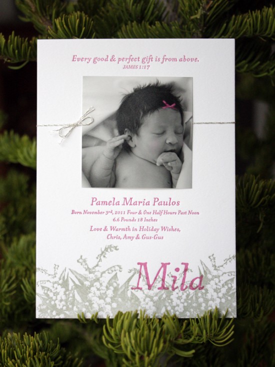 Holiday Card and Birth Announcement for Baby Mila