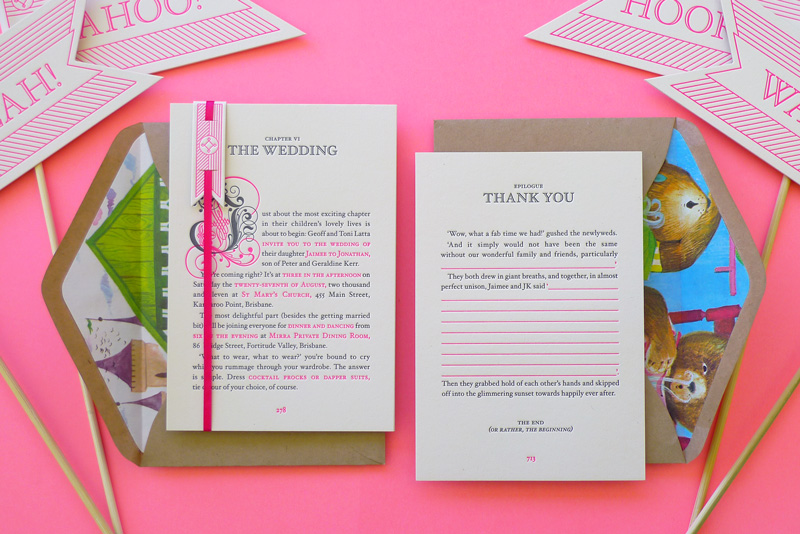 Neon Pink Storybook Wedding Invitations The Hungry Workshop 550x367 Best of