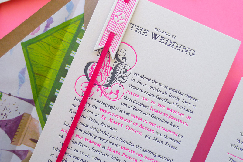 Neon Pink Storybook Wedding Invitations The Hungry Workshop2 550x367 Best of