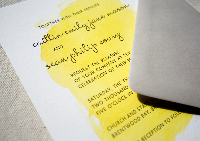 Painterly Yellow Letterpress Wedding Invitations Constellation Co3 550x388 