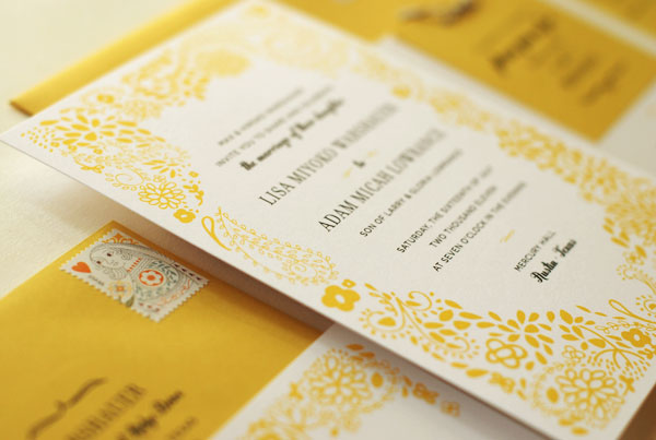 Yellow Floral Wedding Invitations3 550x369 Lisa Adams Yellow Floral 