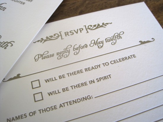 Art Deco Letterpress Wedding Invitations4 550x412 Megan Micahs Metallic 