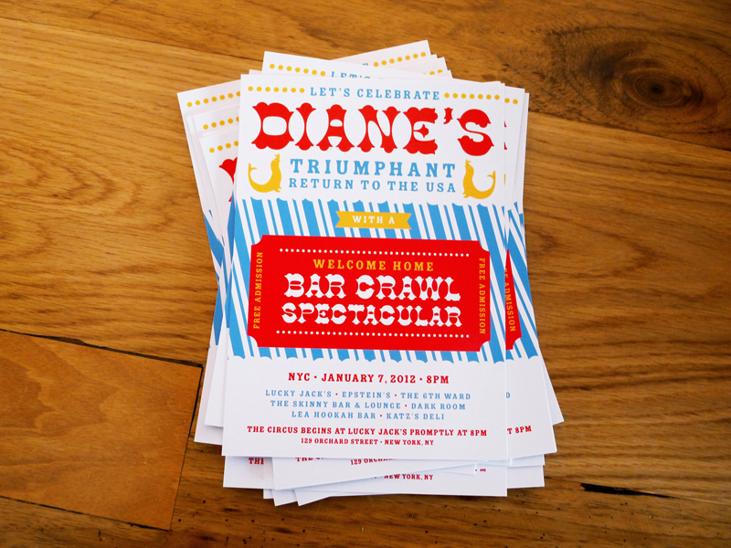 Bar Crawl Party Invitations 550x412 Dianes Circus Inspired Bar Crawl Party