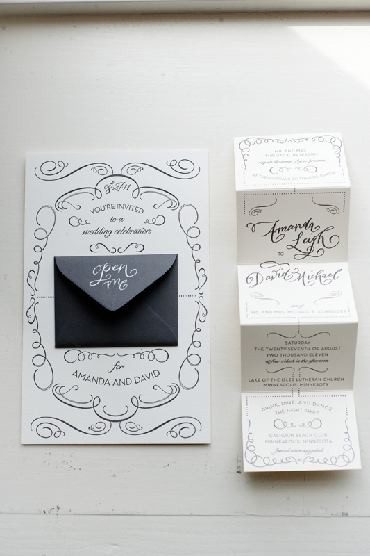Gray Letterpress Wedding Invitations Fold Out 300x450 Amanda Davids