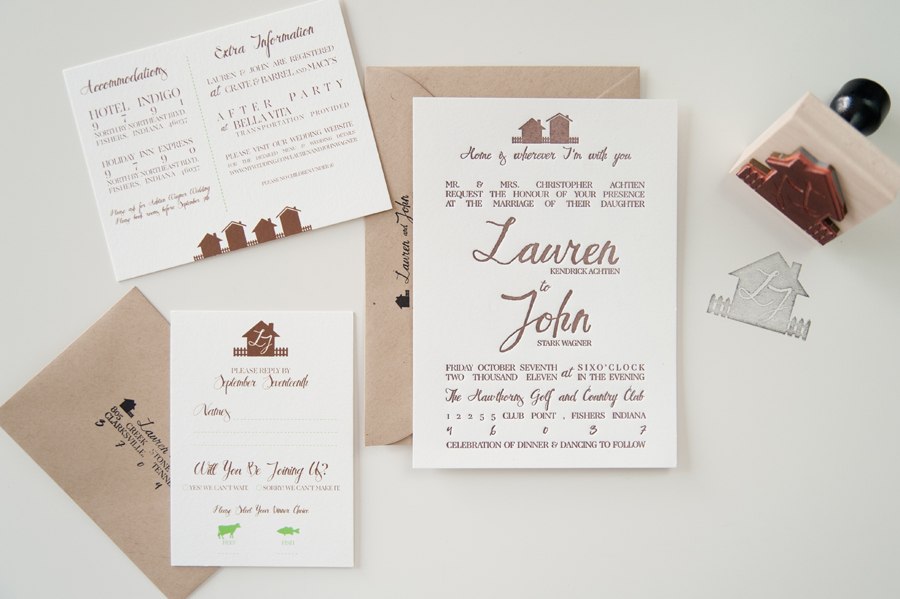 Rustic Letterpress Wedding Invitations Three Fifteen Design 550x366 Lauren