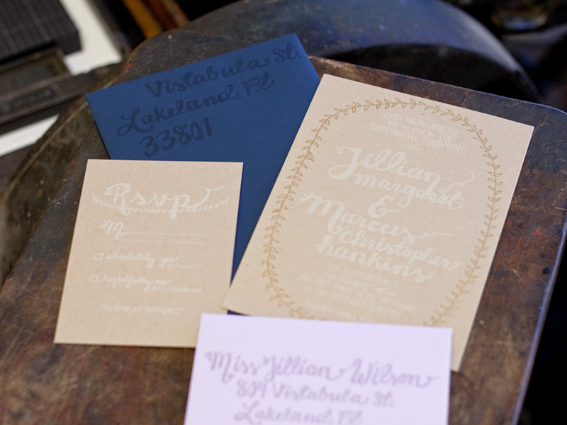 Whimsical Navy Chipboard Letterpress Wedding Invitations 550x412 Marcus 