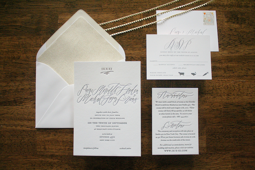 Calligraphy Letterpress Wedding Invitations Parrott Design Studio Betsy 