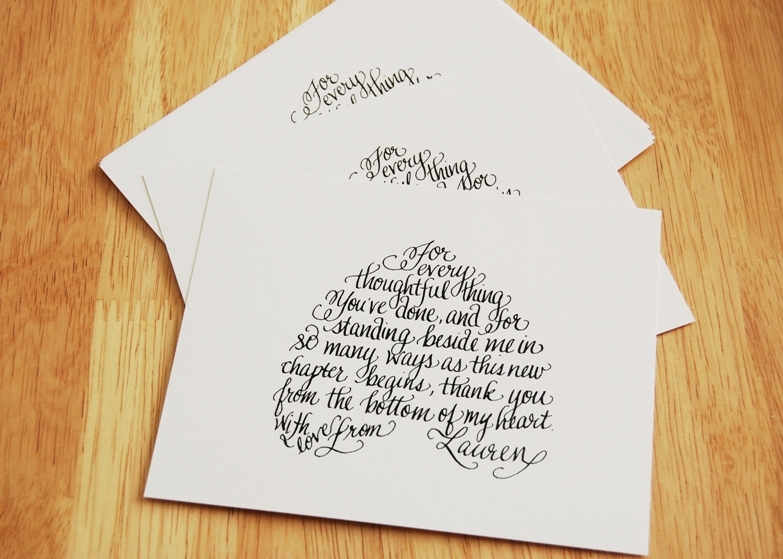 Calligraphy Wedding Thank You Cards3 550x392 Calligraphy Wedding Party Thank