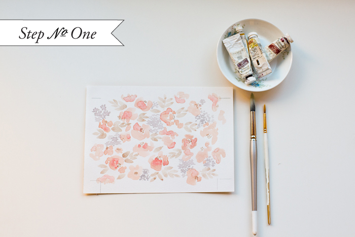 We used a palette of coral toffee and lavender gray for our floral pattern