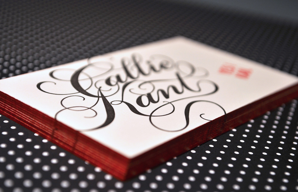 Callie Kant Red Edge Painted Business Cards 550x354 Business Card Ideas and