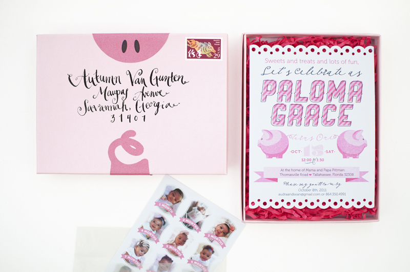 Pink Piggy Birthday Party Invitations Coral Pheasant4 550x365 Palomas Pink 