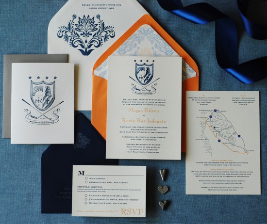 Illustrated Family Crest Wedding Invitations Richie Designs 550x462 Megan + Kevins Illustrated Family Crest Wedding Invitations