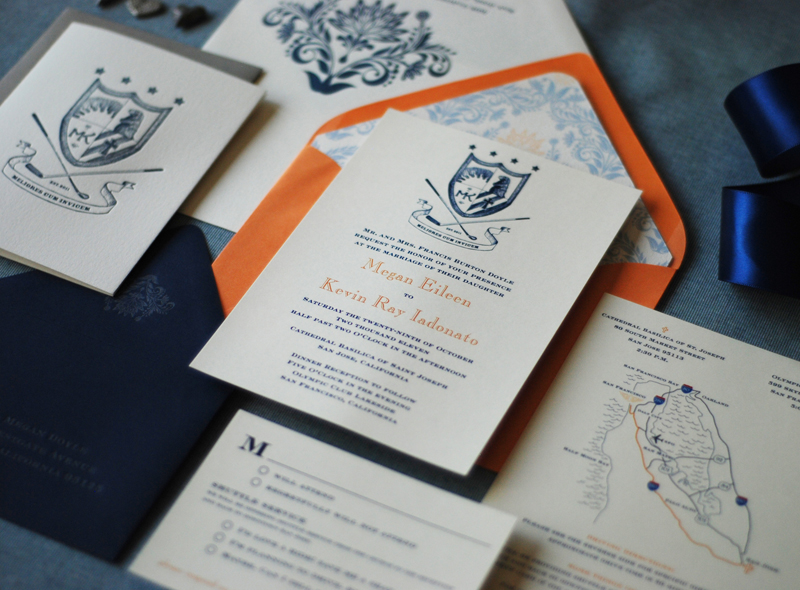 Illustrated Family Crest Wedding Invitations Richie Designs2 550x405 Megan 