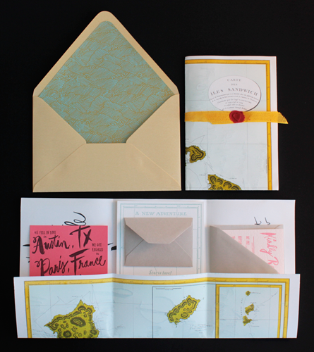  hand lettered wedding invitations for their own wedding last September 