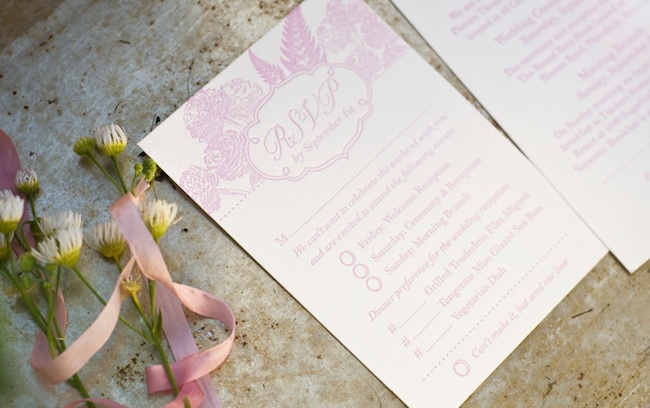 Pink Gray Floral Letterpress Wedding Invitations8 550x345 Laura Andrews 