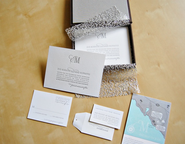 Silver Metallic Letterpress Wedding Invitations Wiley Valentine6 550x427 Eve