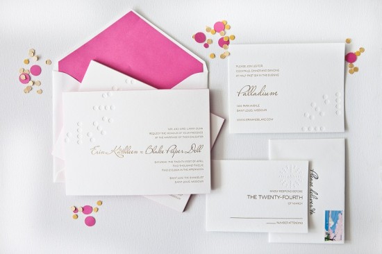 Gold Foil Blind Impression Letterpress Wedding Invitations Courtney Callahan