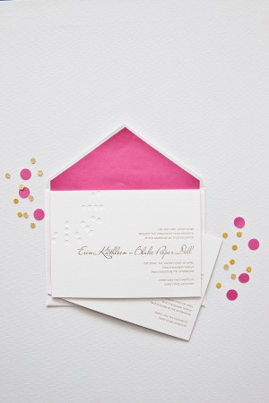 were lined in hot pink to match the edge painting on the invitation