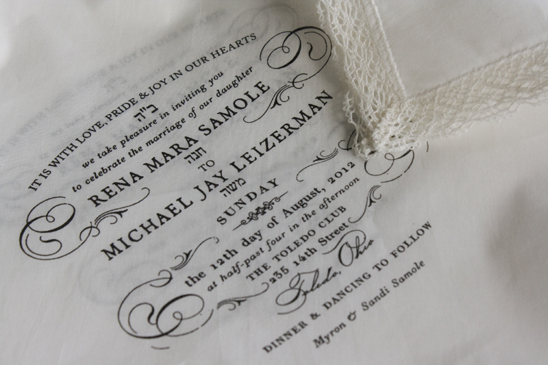 Handkerchief Kraft Paper Wedding Invitations Lucky Luxe Couture 
